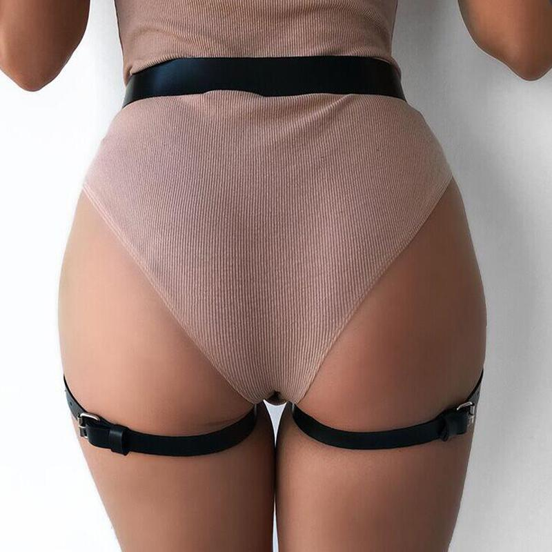 Sexy Chain Black Leather Leg Body Harness / BDSM Bondage Body Chain Accessories - EVE's SECRETS