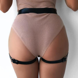 Sexy Chain Black Leather Leg Body Harness / BDSM Bondage Body Chain Accessories - EVE's SECRETS