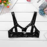 Sexy Clubwear Wet Look Women's Mini Bra /  Open Cups Porno Underwear / Hollow Out Female Bra - EVE's SECRETS