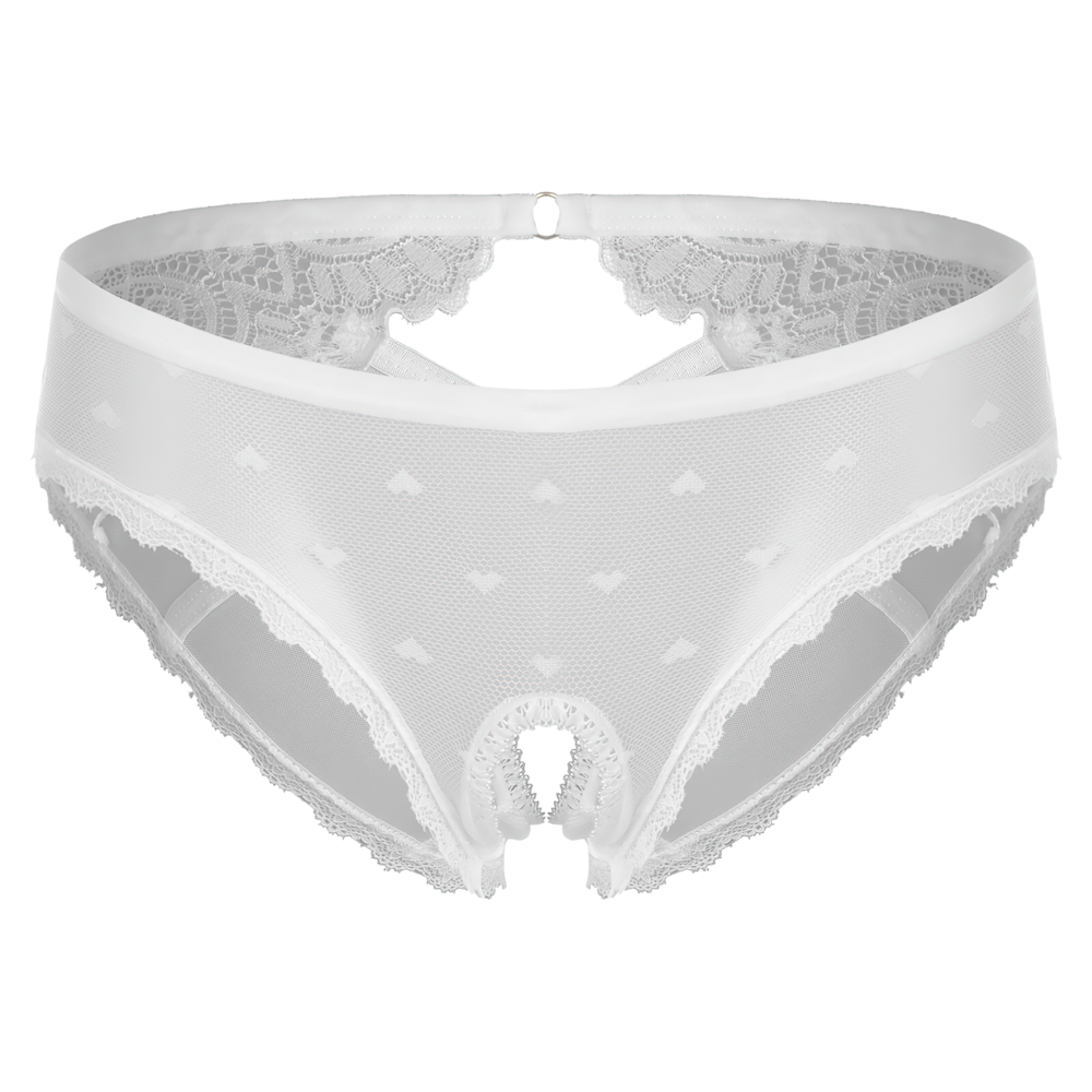 Sexy Female Underwear with Hearts / Erotic Women's Open Crotch Lace Panties - EVE's SECRETS