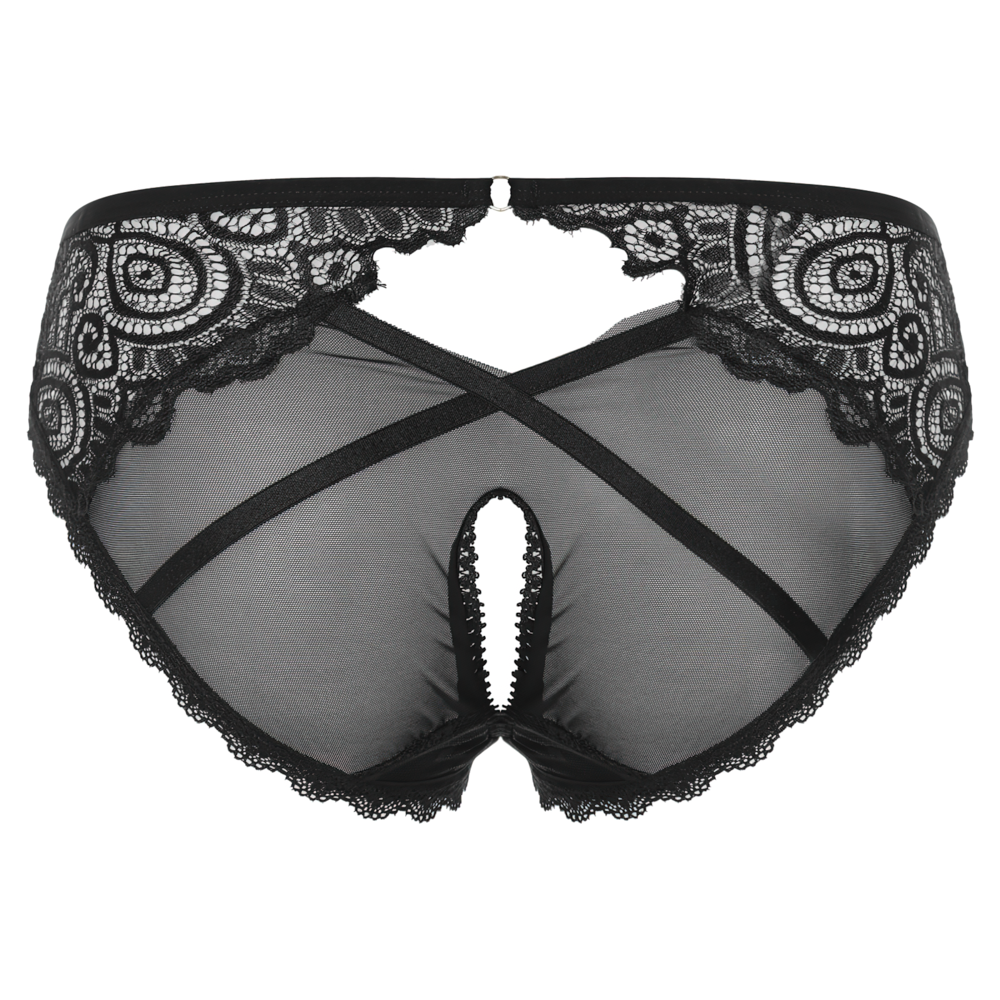 Sexy Female Underwear with Hearts / Erotic Women's Open Crotch Lace Panties - EVE's SECRETS