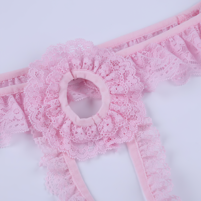 Sexy Gay Lingerie Panties With Lace / Sissy Crotchless Briefs With Open Hole - EVE's SECRETS
