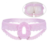 Sexy Gay Lingerie Panties With Lace / Sissy Crotchless Briefs With Open Hole - EVE's SECRETS