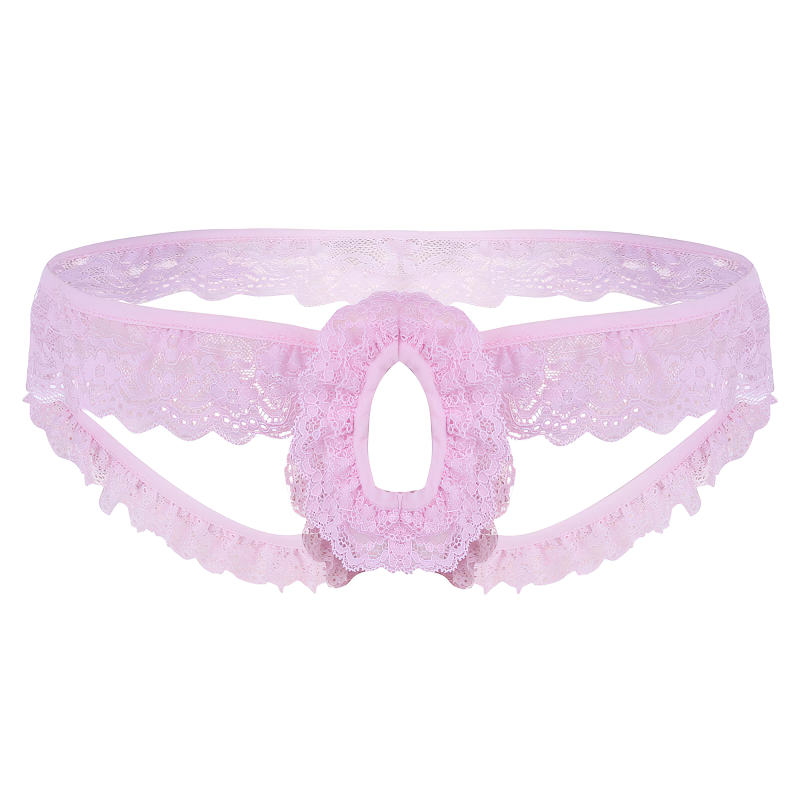 Sexy Gay Lingerie Panties With Lace / Sissy Crotchless Briefs With Open Hole - EVE's SECRETS