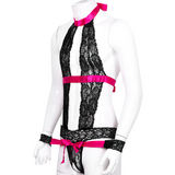 Sexy Gay Open Crotch Bodysuit Romper / Bodystocking Sleepwear with Bracelets - EVE's SECRETS