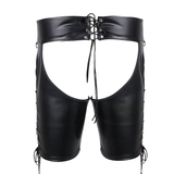 Sexy Open Butt Lace-Up Shorts / Men's PU Leather Bondage Underwear - EVE's SECRETS