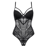 Sexy Lace Hollow Bodysuit with Embroidery / Ladies Temptation Sleeveless Jumpsuit - EVE's SECRETS