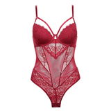Sexy Lace Hollow Bodysuit with Embroidery / Ladies Temptation Sleeveless Jumpsuit - EVE's SECRETS