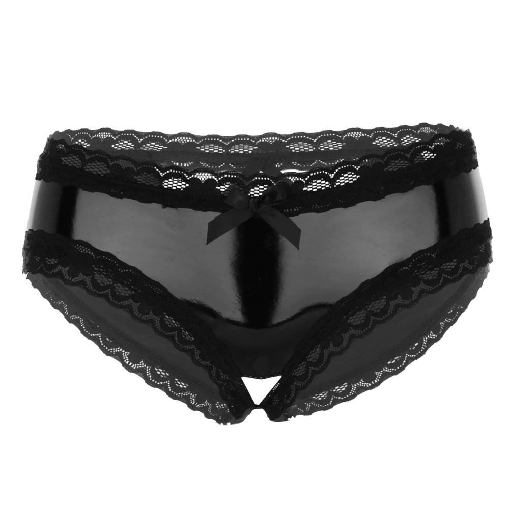 Sexy Ladies Lace Underwear in Black Color / Female Wetlook Mini Panties - EVE's SECRETS