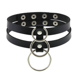 Sexy Layered Choker / Cosplay Necklace with Metal Rings / BDSM Aesthetic Accessories - EVE's SECRETS