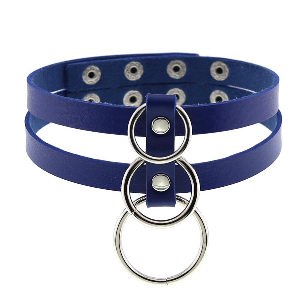 Sexy Layered Choker / Cosplay Necklace with Metal Rings / BDSM Aesthetic Accessories - EVE's SECRETS