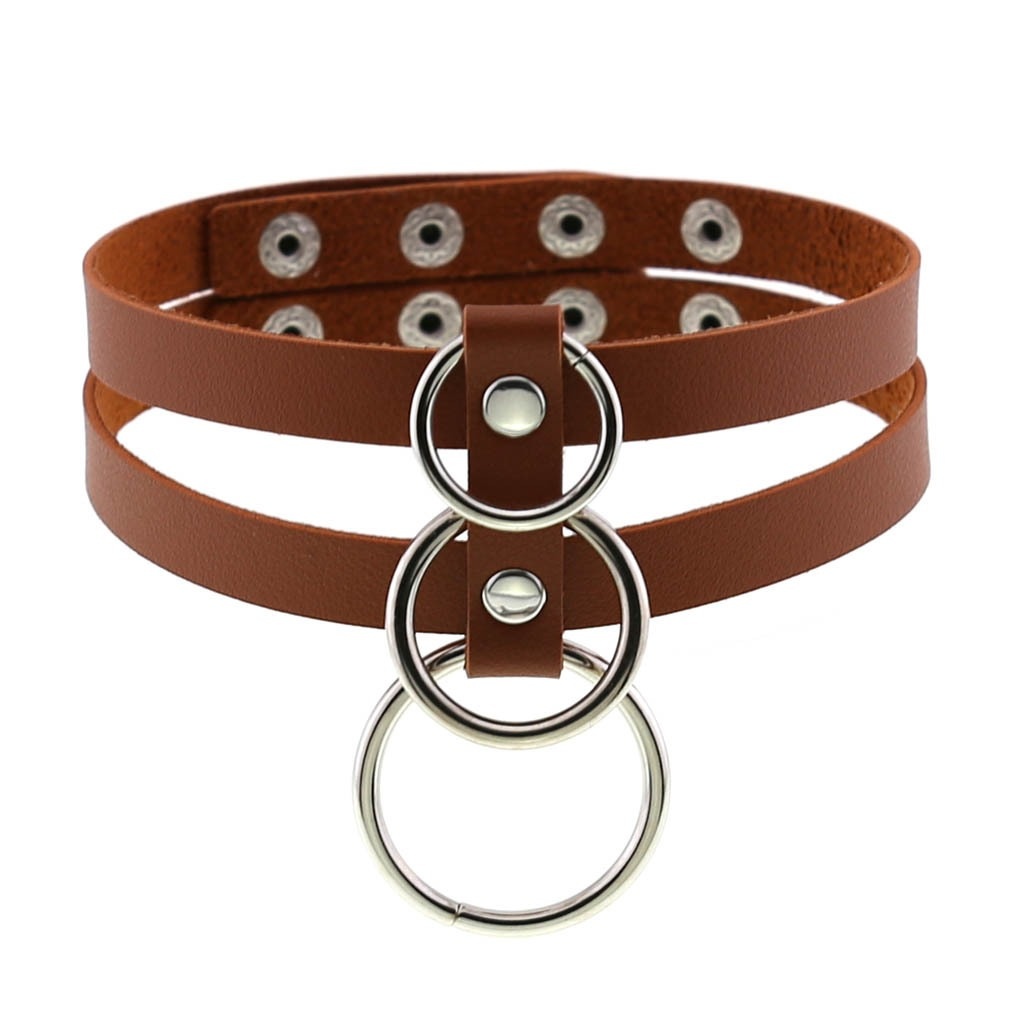 Sexy Layered Choker / Cosplay Necklace with Metal Rings / BDSM Aesthetic Accessories - EVE's SECRETS