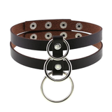 Sexy Layered Choker / Cosplay Necklace with Metal Rings / BDSM Aesthetic Accessories - EVE's SECRETS