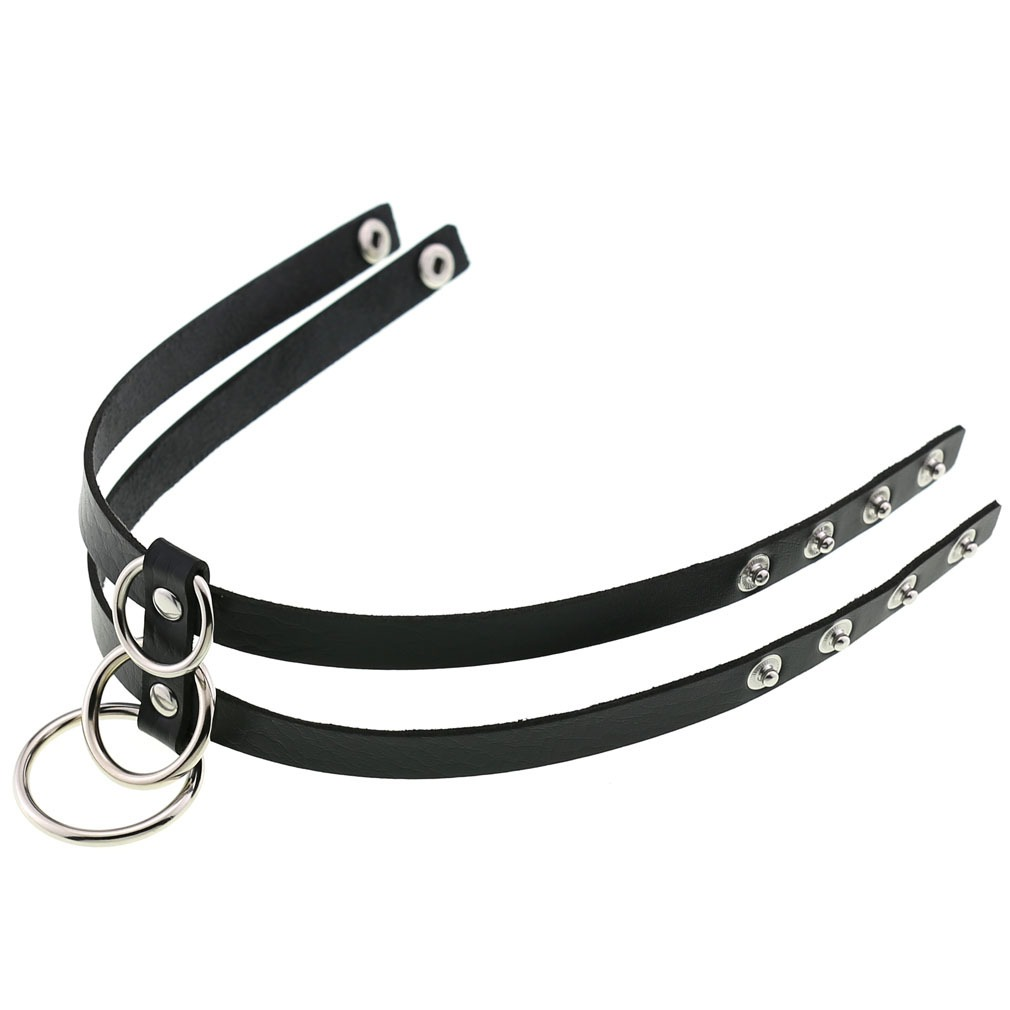 Sexy Layered Choker / Cosplay Necklace with Metal Rings / BDSM Aesthetic Accessories - EVE's SECRETS