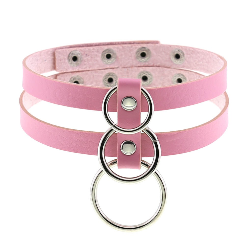 Sexy Layered Choker / Cosplay Necklace with Metal Rings / BDSM Aesthetic Accessories - EVE's SECRETS