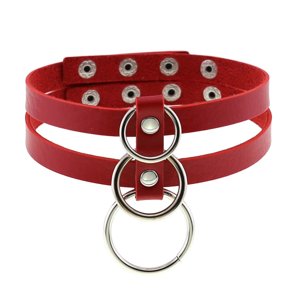 Sexy Layered Choker / Cosplay Necklace with Metal Rings / BDSM Aesthetic Accessories - EVE's SECRETS