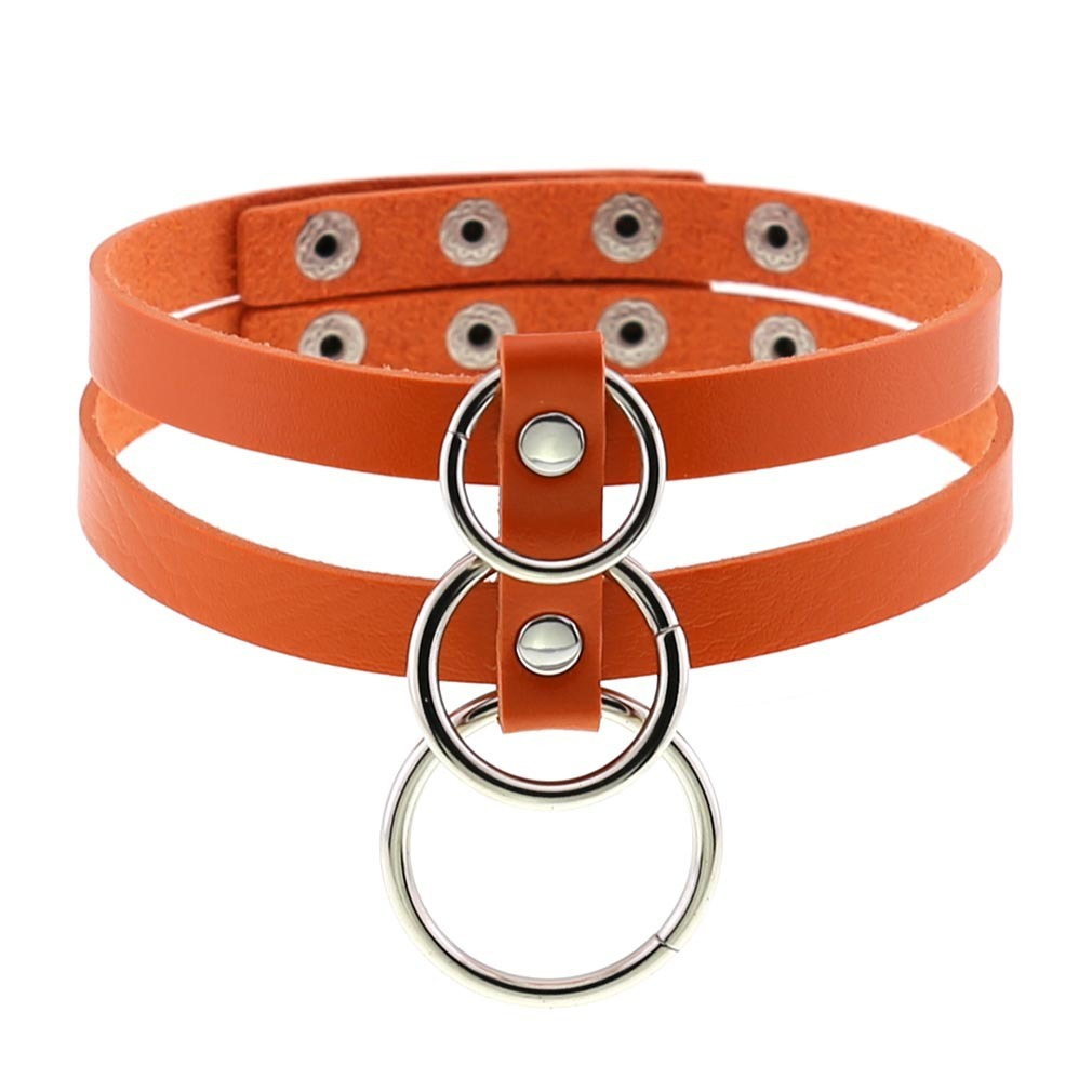Sexy Layered Choker / Cosplay Necklace with Metal Rings / BDSM Aesthetic Accessories - EVE's SECRETS