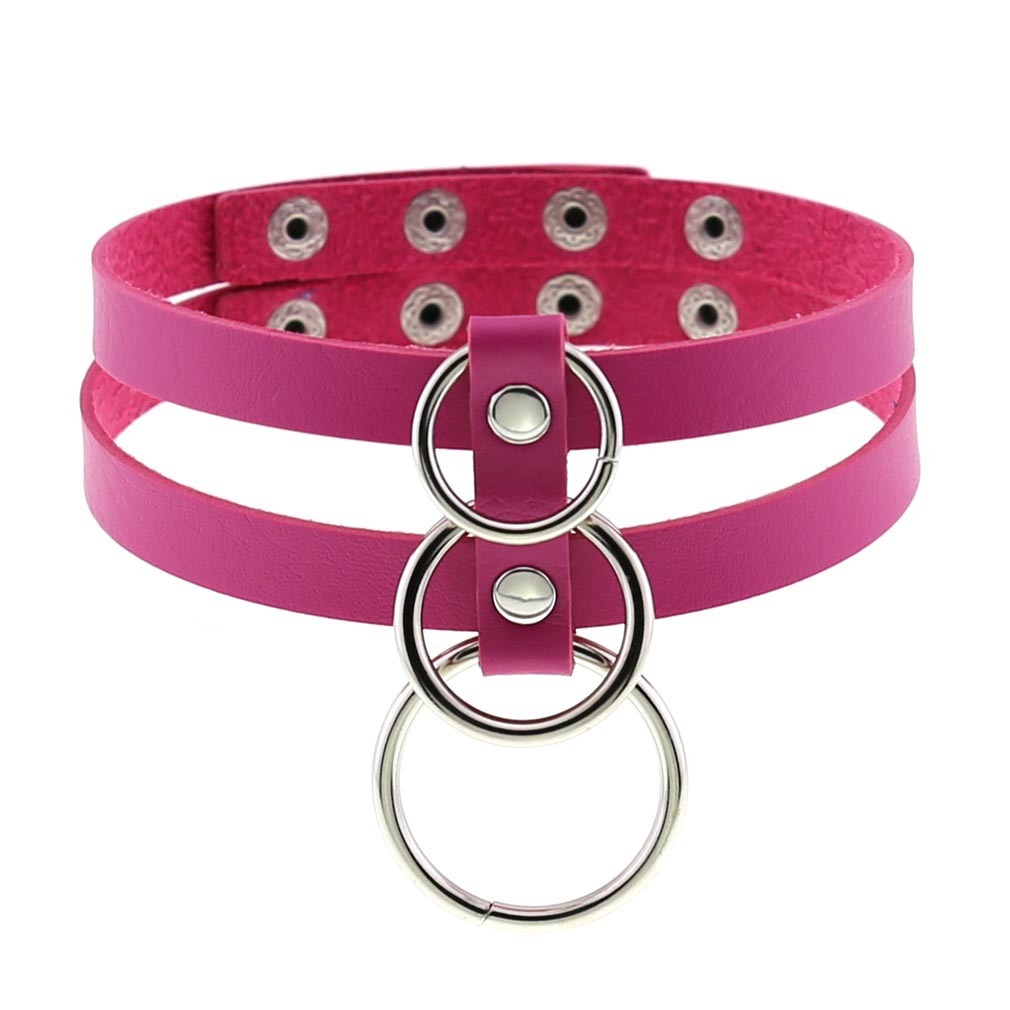 Sexy Layered Choker / Cosplay Necklace with Metal Rings / BDSM Aesthetic Accessories - EVE's SECRETS