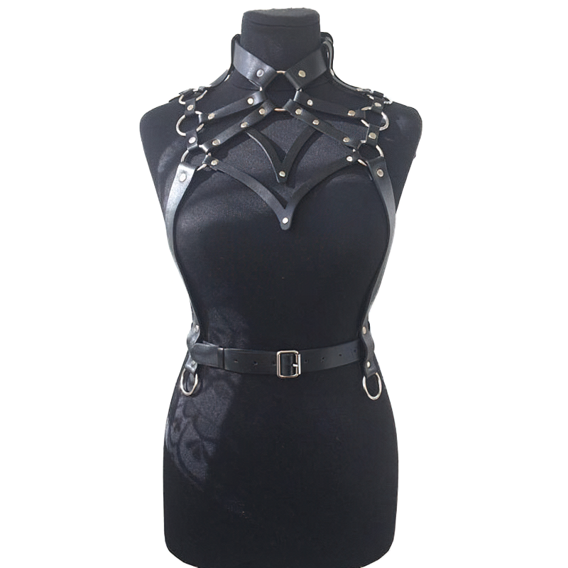 Sexy Lingerie BDSM Bondage Body Harness for Women in Black Colour / Leather Bdsm Garter Belt - EVE's SECRETS