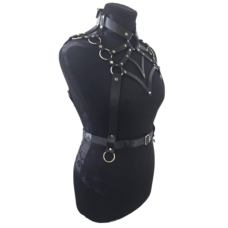 Sexy Lingerie BDSM Bondage Body Harness for Women in Black Colour / Leather Bdsm Garter Belt - EVE's SECRETS