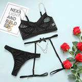 Sexy Lingerie For Women / Luxury Lace Bra And Panty Set With Chain Garters - EVE's SECRETS