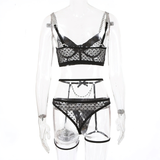 Sexy Lingerie For Women / Luxury Lace Bra And Panty Set With Chain Garters - EVE's SECRETS