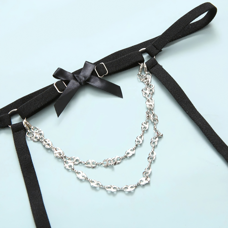 Sexy Lingerie For Women / Luxury Lace Bra And Panty Set With Chain Garters - EVE's SECRETS