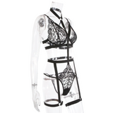 Sexy Lingerie Hollow Out Brief Sets With Garters / Women's Black Seamless Bra Set with Underwire - EVE's SECRETS