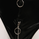 Sexy Low Waist Wet Look Briefs with Zipper Crotch / Shiny Panties with Rings / Women's Underwear - EVE's SECRETS
