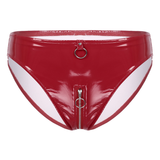 Sexy Low Waist Wet Look Briefs with Zipper Crotch / Shiny Panties with Rings / Women's Underwear - EVE's SECRETS