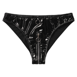 Sexy Low Waist Wet Look Briefs with Zipper Crotch / Shiny Panties with Rings / Women's Underwear - EVE's SECRETS