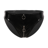 Sexy Low Waist Wet Look Briefs with Zipper Crotch / Shiny Panties with Rings / Women's Underwear - EVE's SECRETS