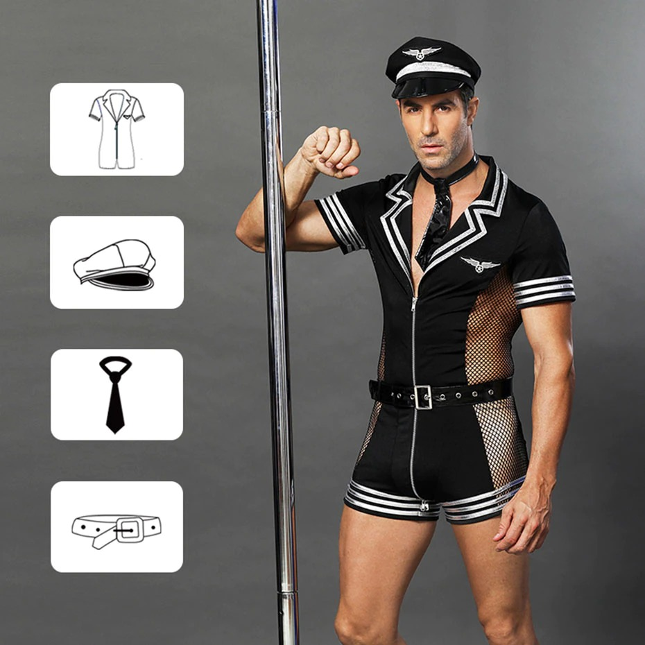 Sexy Male Police Uniform Cosplay Costume / Men's Erotic Role-Play Nightwear - EVE's SECRETS