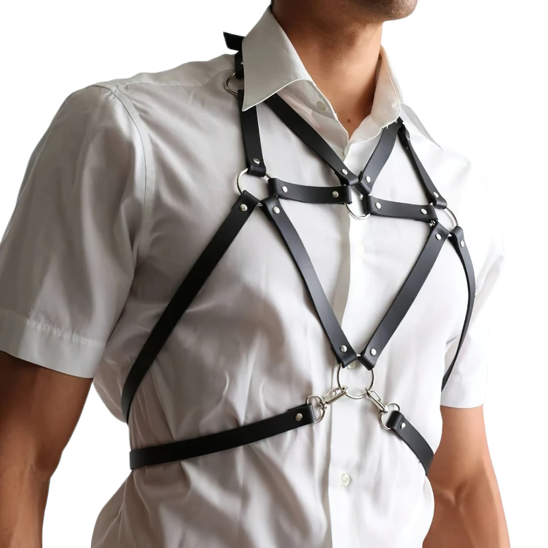 Sexy Male PU Leather Body Harness / Punk Style Adjustable Bondage for Men / BDSM Accessories - EVE's SECRETS