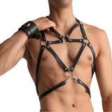 Sexy Male PU Leather Body Harness / Punk Style Adjustable Bondage for Men / BDSM Accessories