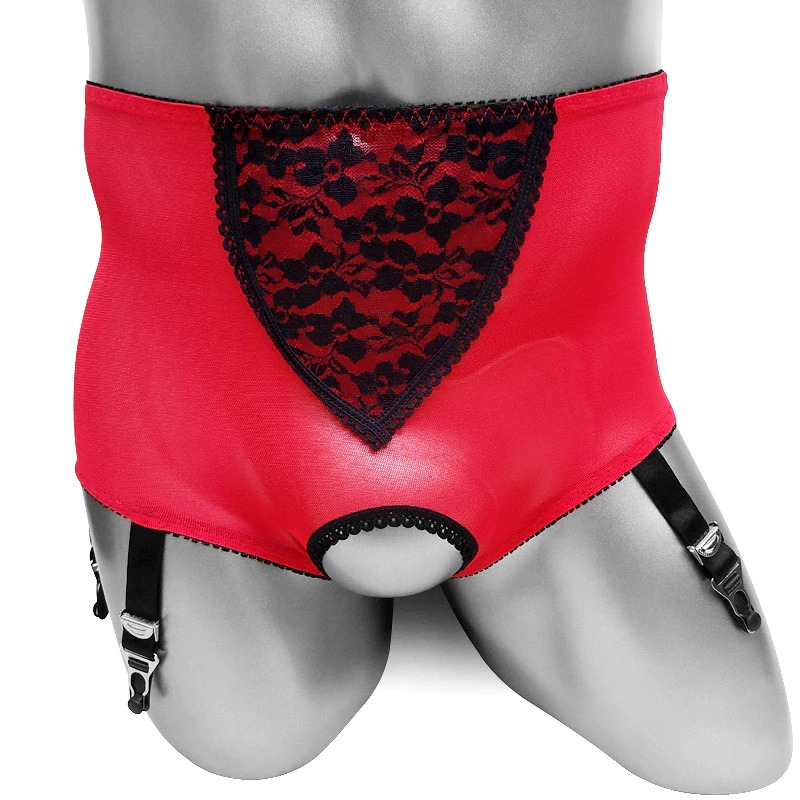 Sexy Man's Boxer Panties With Lace And Suspenders For Stockings / Aesthetic Male Underwear - EVE's SECRETS