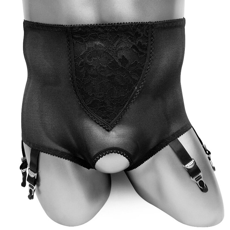 Sexy Man's Boxer Panties With Lace And Suspenders For Stockings / Aesthetic Male Underwear - EVE's SECRETS
