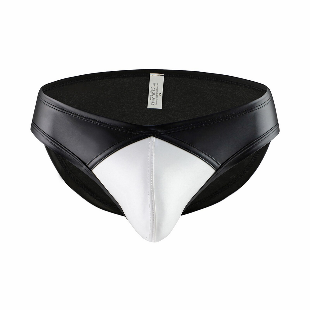 Sexy Men's Faux Leather Briefs Patchwork / Male Enhance Penis Underwear / Erotic Lingerie for Men - EVE's SECRETS