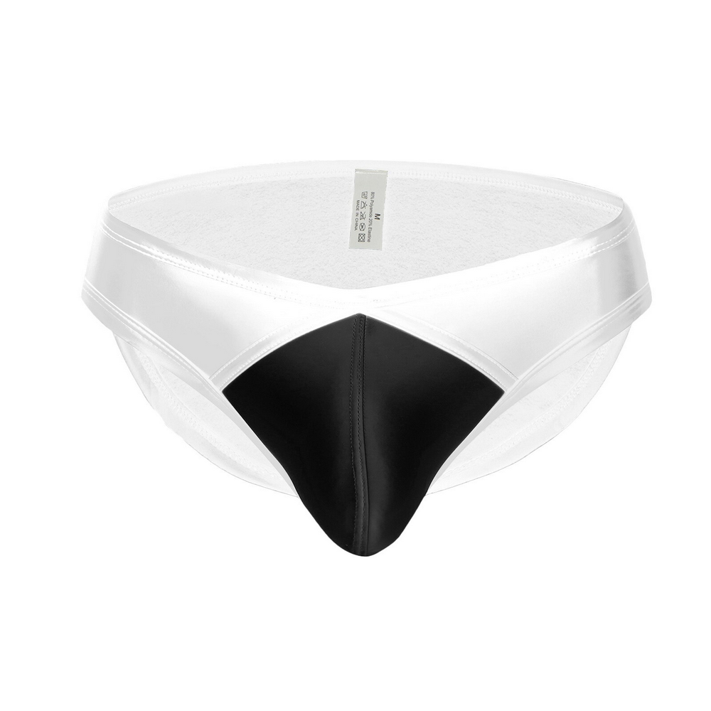 Sexy Men's Faux Leather Briefs Patchwork / Male Enhance Penis Underwear / Erotic Lingerie for Men - EVE's SECRETS
