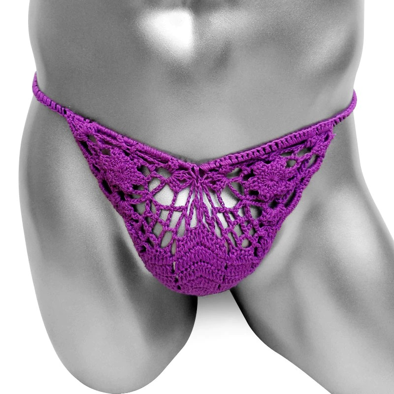 Sexy Men's Handmade Lingerie / Low Waist Cotton Crochet Panties / Hollow Out Underwear - EVE's SECRETS