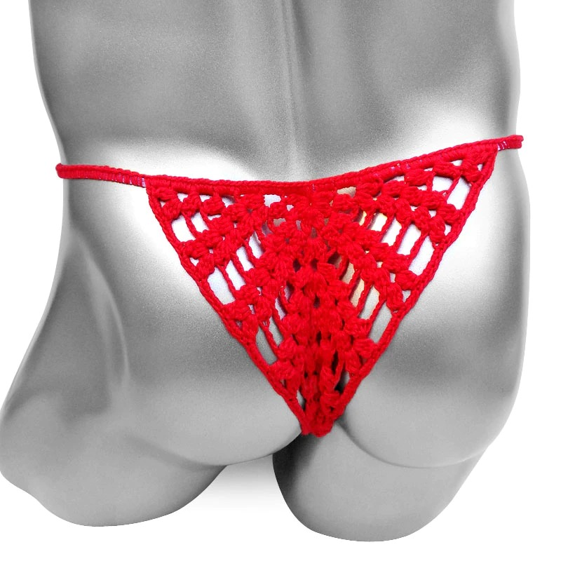 Sexy Men's Handmade Lingerie / Low Waist Cotton Crochet Panties / Hollow Out Underwear - EVE's SECRETS