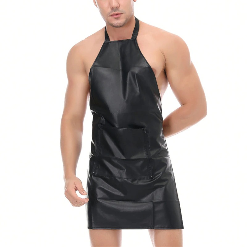 Sexy Men's Wet Look Apron / Erotic Male Backless Underwear / Costume with Open Crotch - EVE's SECRETS