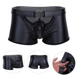 Sexy Men's Wetlook PU Leather Underwear / O-Ring Open Legs Hot Gay Panties - EVE's SECRETS