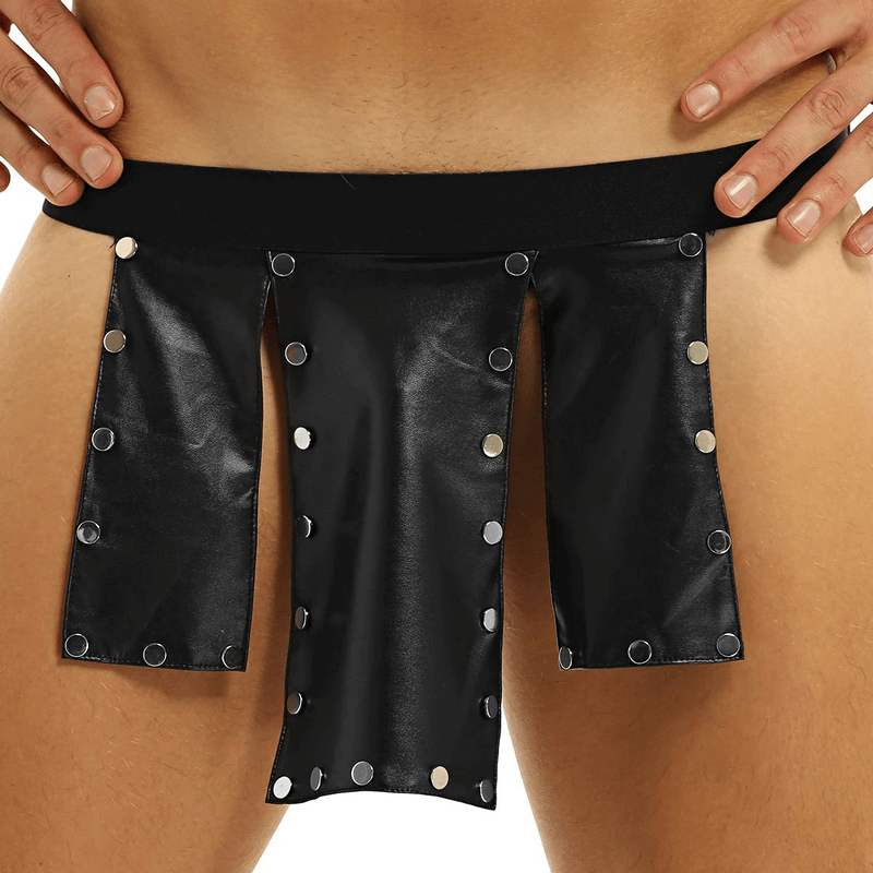 Sexy Gladiator Kilt with Rivets / Faux Leather Split Design Skirt / Men's Cosplay Costumes - EVE's SECRETS