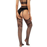 Sexy Open Crotch Lingerie / Female Bodystockings with Flowers / Mesh Stockings with Suspenders - EVE's SECRETS