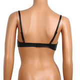 Sexy Open Cup Bra in Black Color / Faux Leather Wire-Free Shelf Bra / Female Erotic Lingerie - EVE's SECRETS