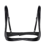 Sexy Open Cup Bra in Black Color / Faux Leather Wire-Free Shelf Bra / Female Erotic Lingerie - EVE's SECRETS