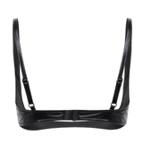 Sexy Open Cup Bra in Black Color / Faux Leather Wire-Free Shelf Bra / Female Erotic Lingerie - EVE's SECRETS
