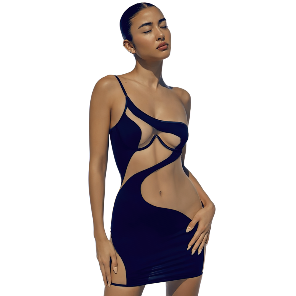 Sexy Outfits For Women / Transparent Mini Dress With Deep Neck / Erotic Tight Clothes - EVE's SECRETS