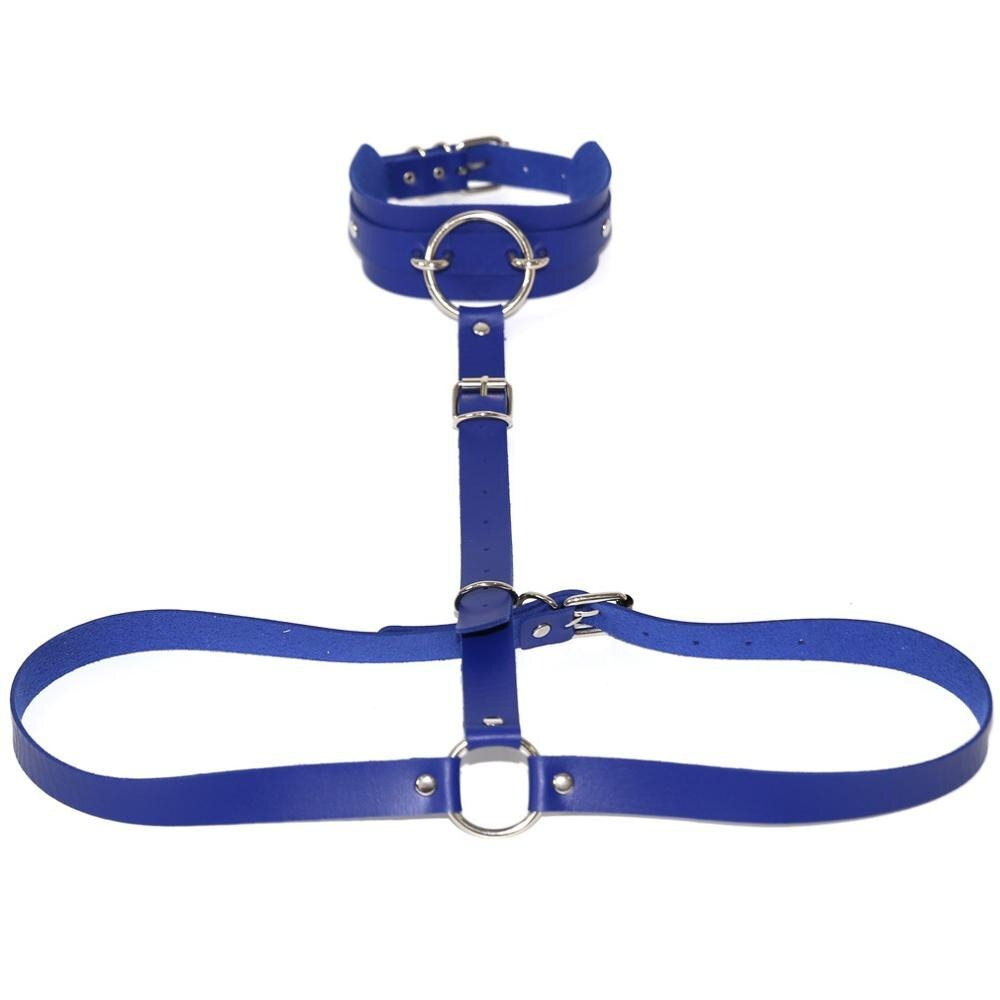 Sexy PU Leather Body Harness / Choker Collar With Metal Ring / Cosplay Erotic Accessories - EVE's SECRETS